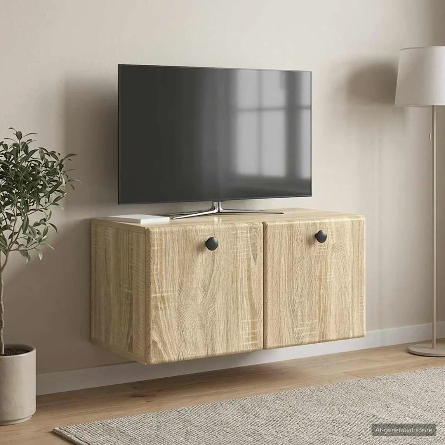 Meuble TV mural 59,5 x 31 x 30 cm Chêne Sonoma