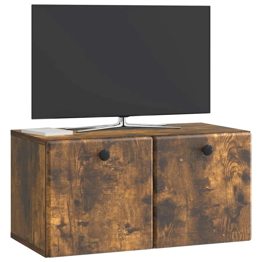 Meuble TV mural 59,5 x 31 x 30 cm Chêne fumé Bois d'ingénierie - 3