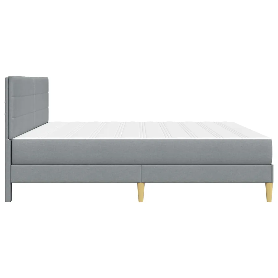 Cadre de lit Gris clair 200 x 200 cm Polyester - 7