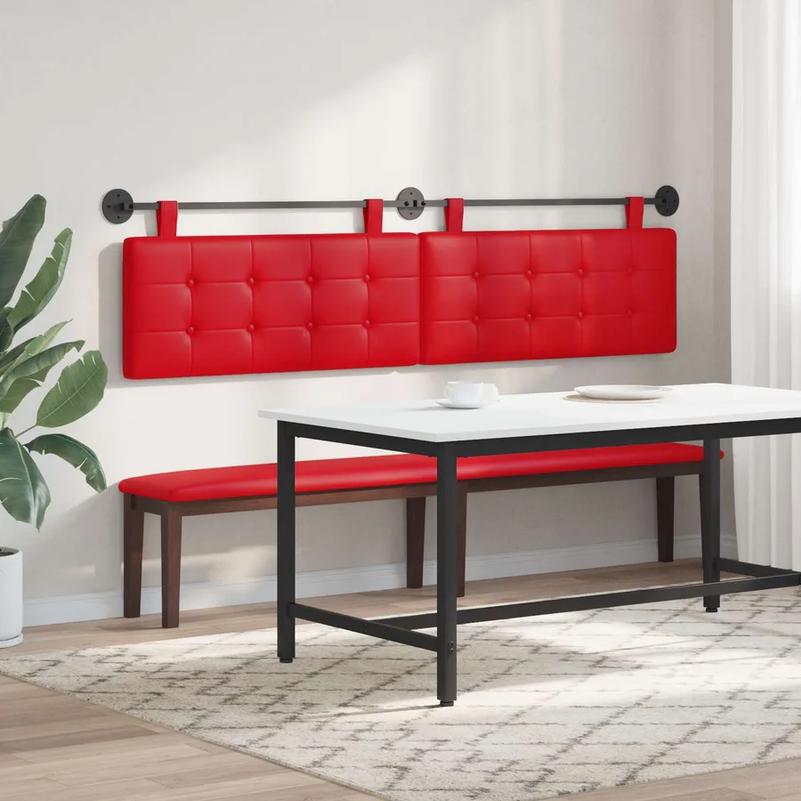 Tête de lit suspendue Rouge Simili cuir - 4
