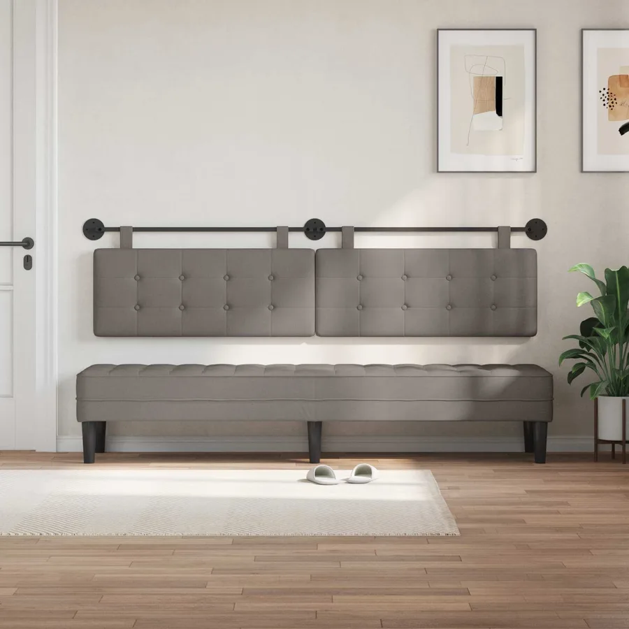 Tête de lit suspendue Taupe tissu - 3
