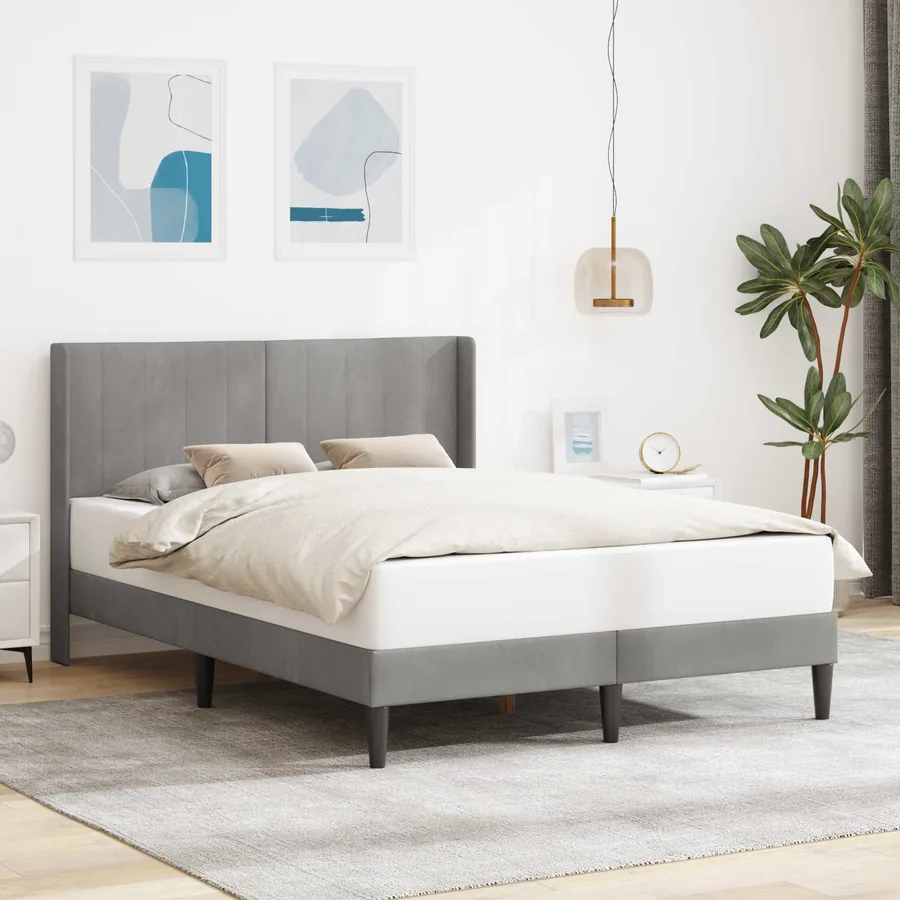 Cadre de lit avec tête de lit Gris clair 160 x 200 cm Velours