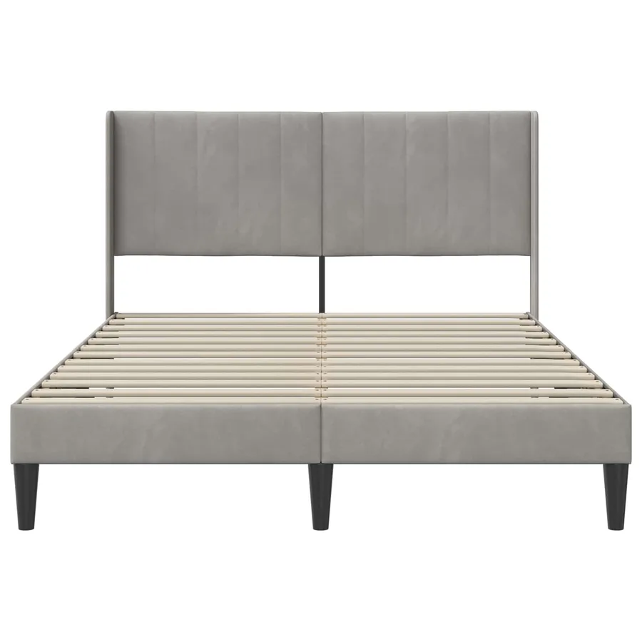 Cadre de lit avec tête de lit Gris clair 160 x 200 cm Velours - 4