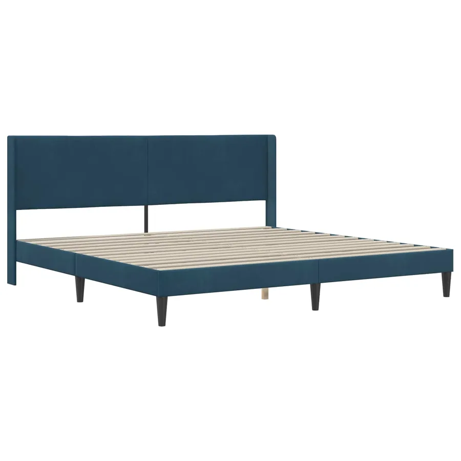 Cadre de lit avec matelas Bleu 180 x 200 cm Velours - 4