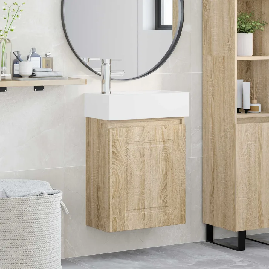 Meuble de salle de bain avec robinet Chêne Sonoma