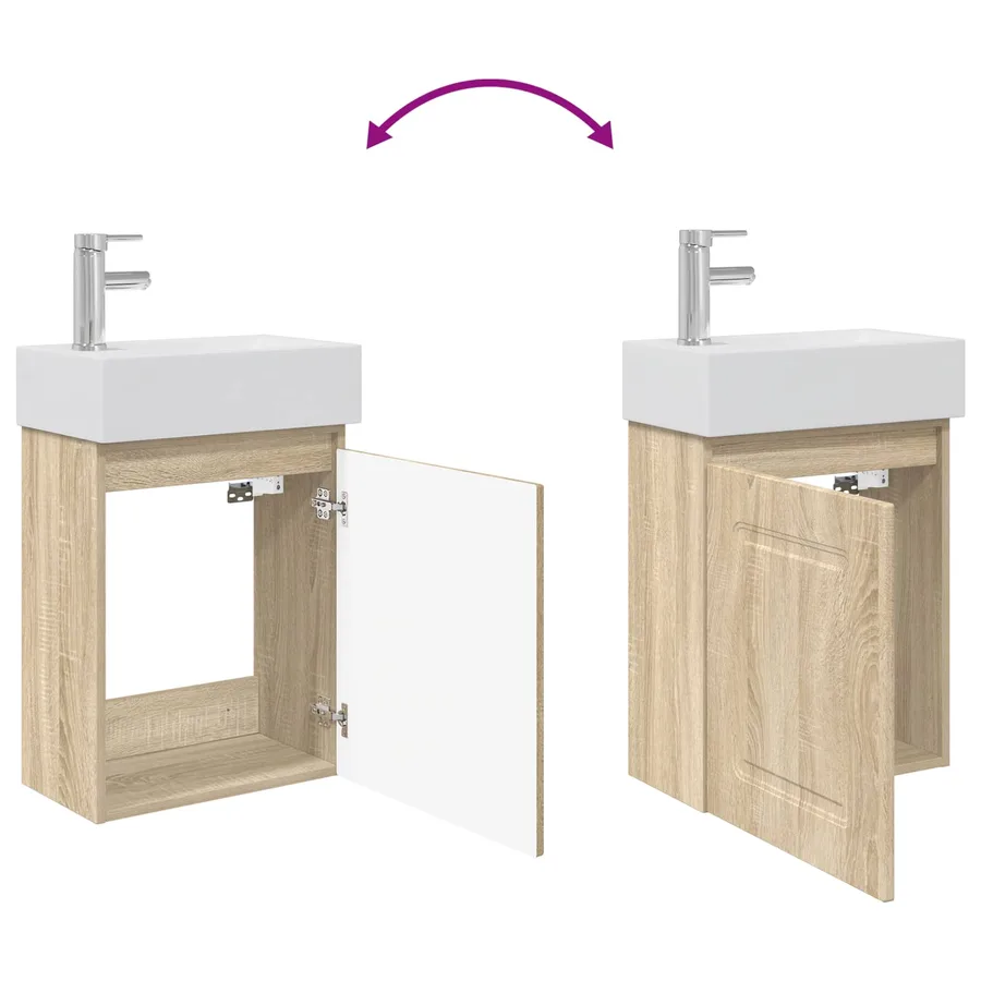 Meuble de salle de bain avec robinet Chêne Sonoma - 9