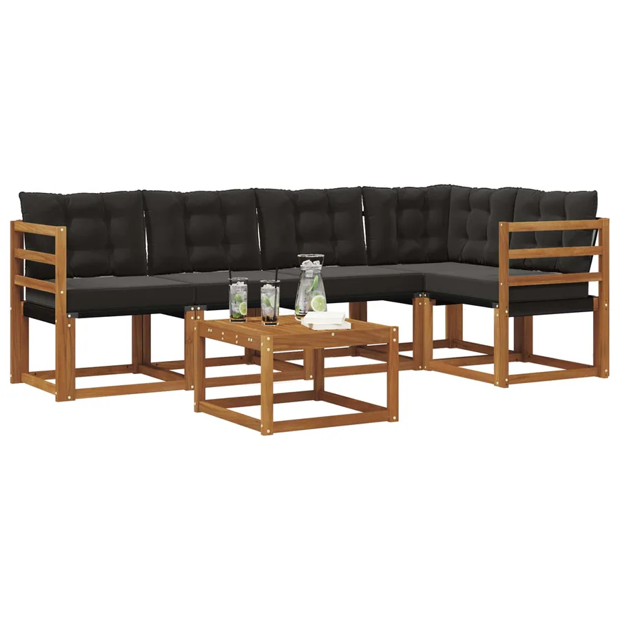Ensemble de canapés d'extérieur 6 pcs Naturel et Noir - 3