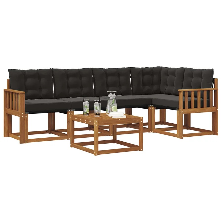 Ensemble de canapés d'extérieur 6 pcs Naturel et Noir - 3