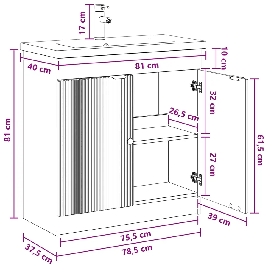 Ensemble de mobilier de salle de bain Sonoma gris - 12