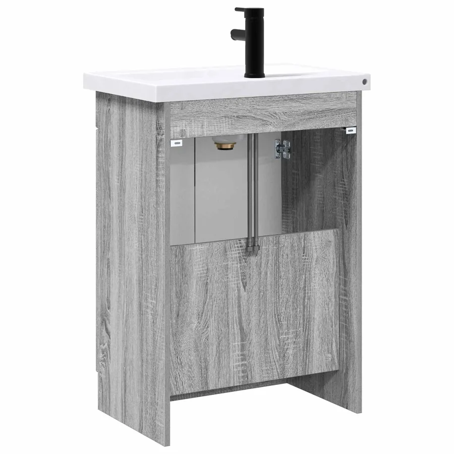 Ensemble de mobilier de salle de bain Sonoma gris - 7