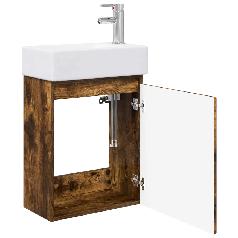 Meuble de salle de bain avec robinet Chêne fumé - 4