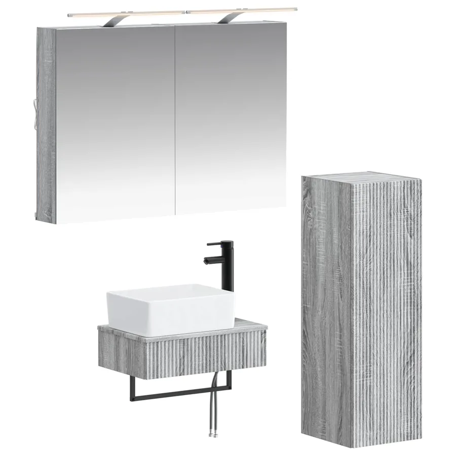 Ensemble d'armoire de salle de bain 4 pcs Sonoma gris - 2