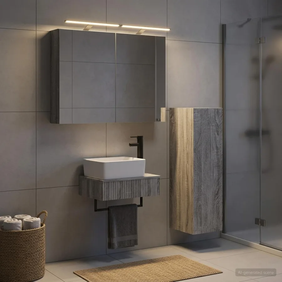 Ensemble d'armoire de salle de bain 4 pcs Sonoma gris - 4