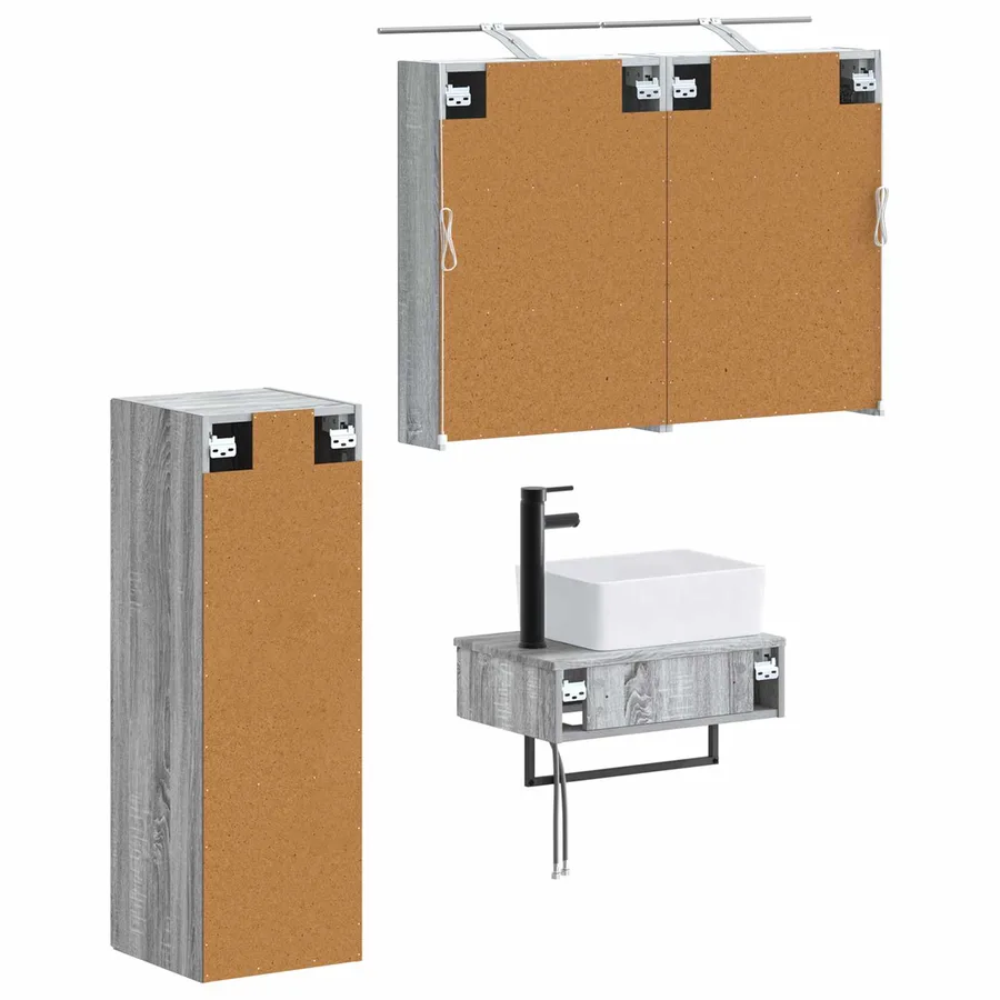 Ensemble d'armoire de salle de bain 4 pcs Sonoma gris - 5