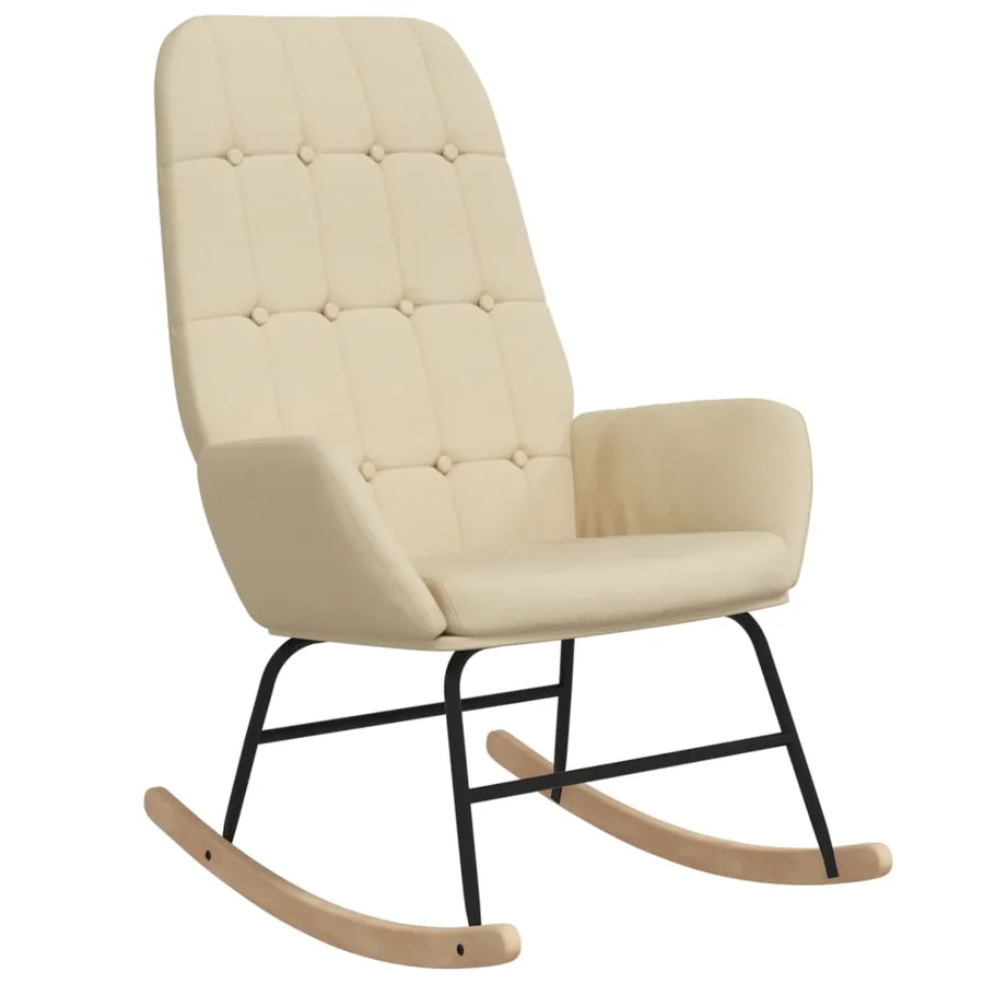 Chaise à bascule Crème Tissu - 2