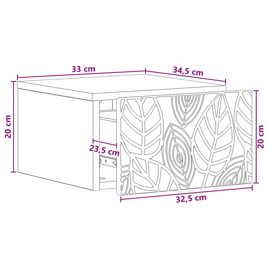 Table d'appoint murale 2 pcs Noir 34,5 x 33 x 20 cm - 11