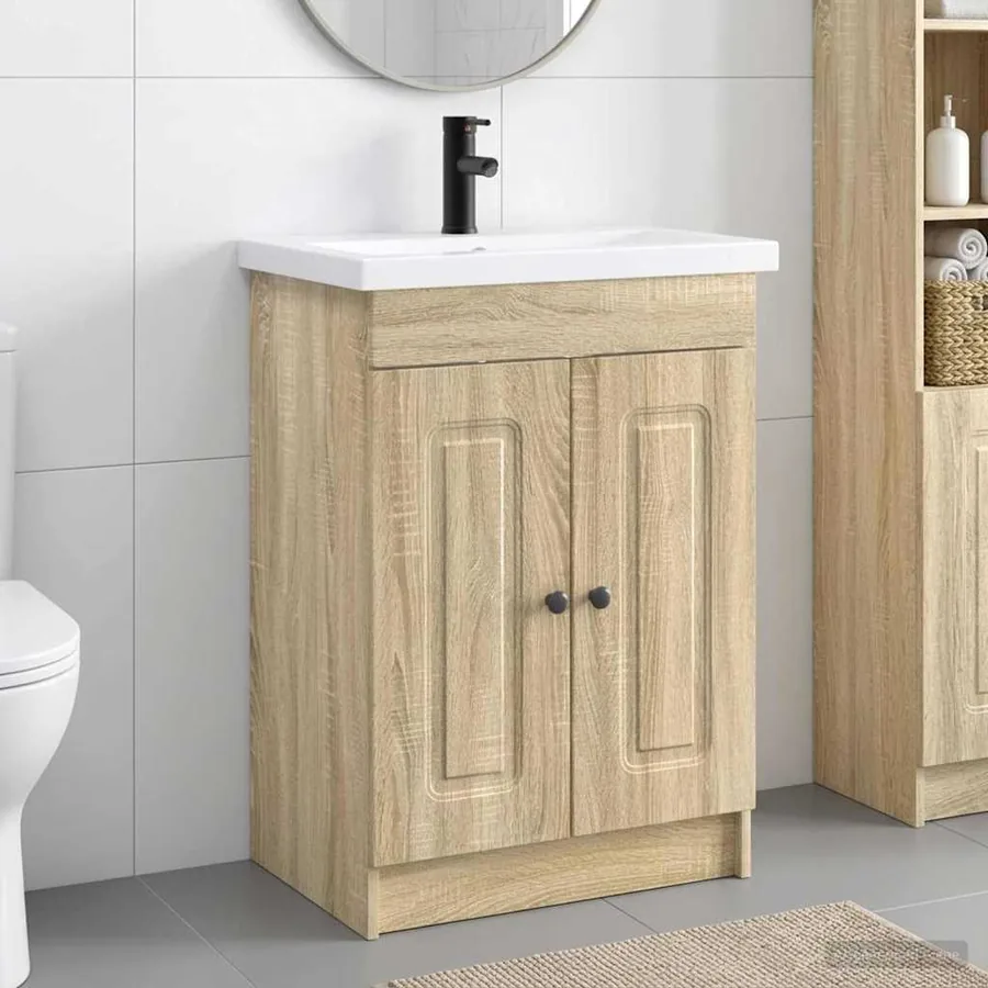 Ensemble de mobilier de salle de bain Chêne Sonoma