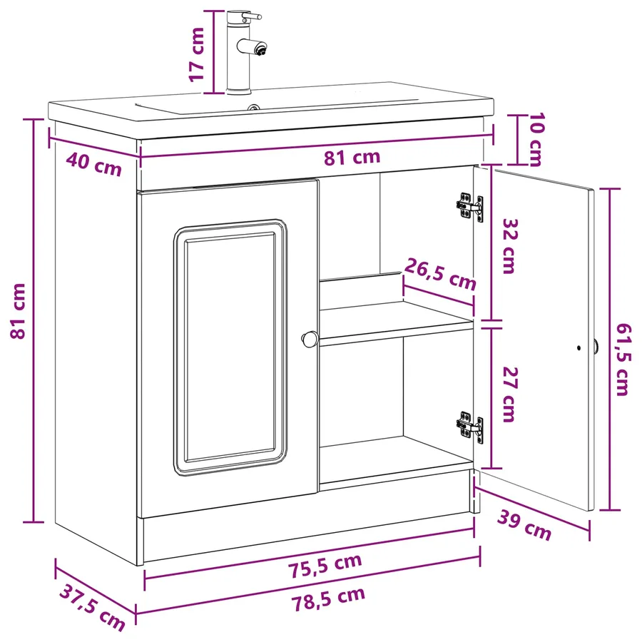 Ensemble de mobilier de salle de bain Chêne Sonoma - 12