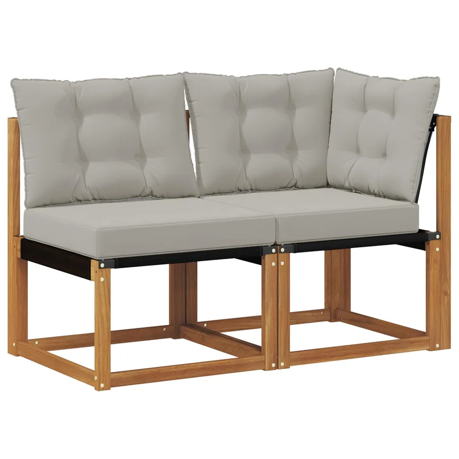 Canapé d’extérieur milieu et coin avec coussin 2 Pièce Naturel - 2