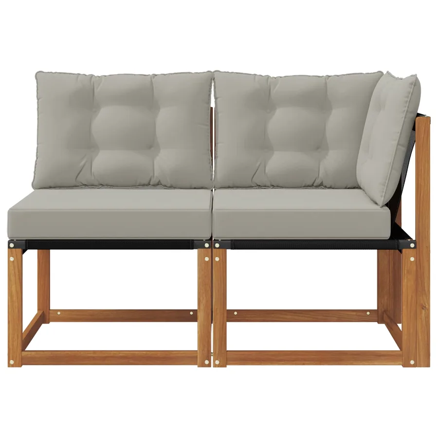 Canapé d’extérieur milieu et coin avec coussin 2 Pièce Naturel - 5