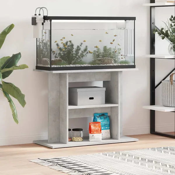 Support d'aquarium en béton gris 80 x 35 x 60 cm Bois d'ingénierie