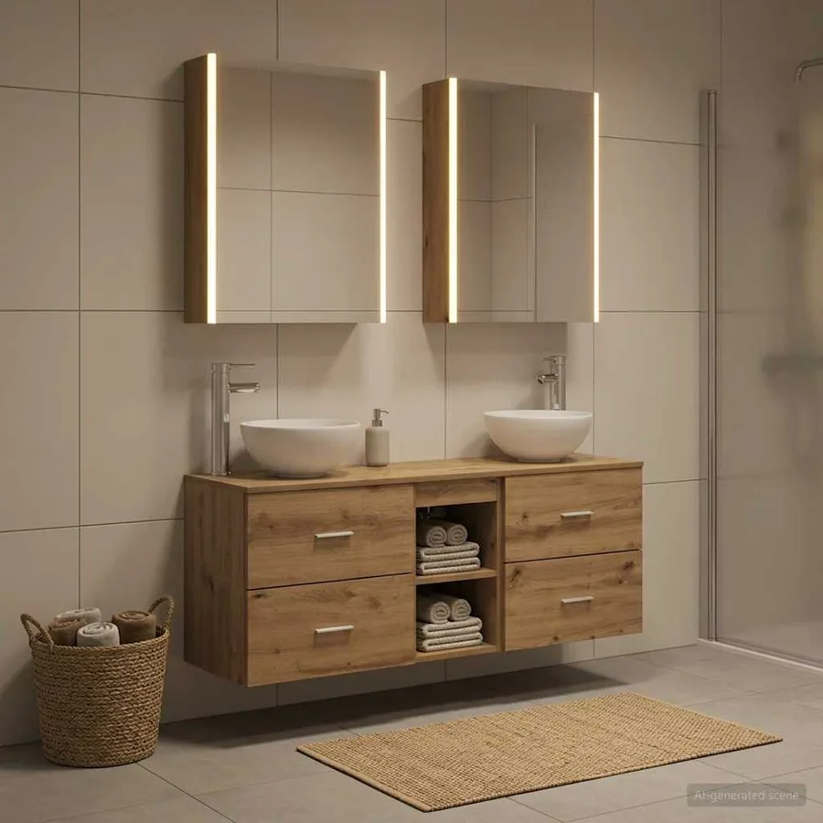 Ensemble d'armoire de salle de bain 5 pc Chêne artisanal