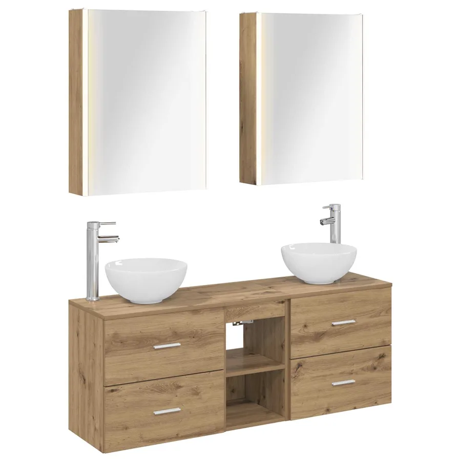Ensemble d'armoire de salle de bain 5 pc Chêne artisanal - 2
