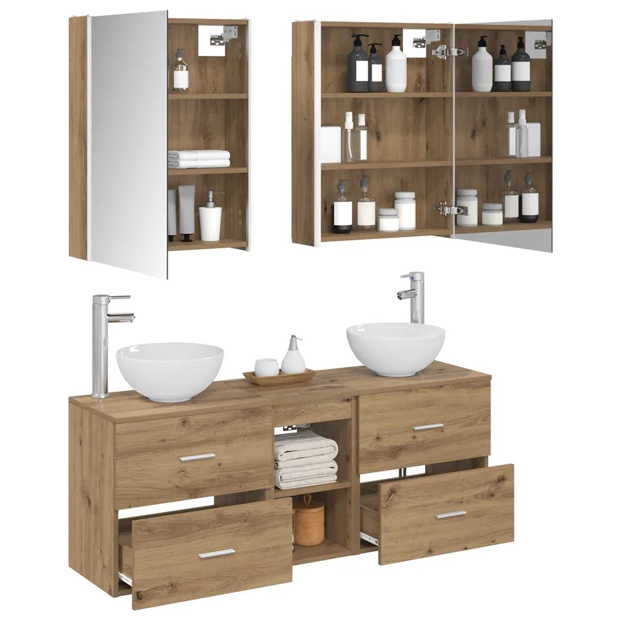 Ensemble d'armoire de salle de bain 5 pc Chêne artisanal - 3