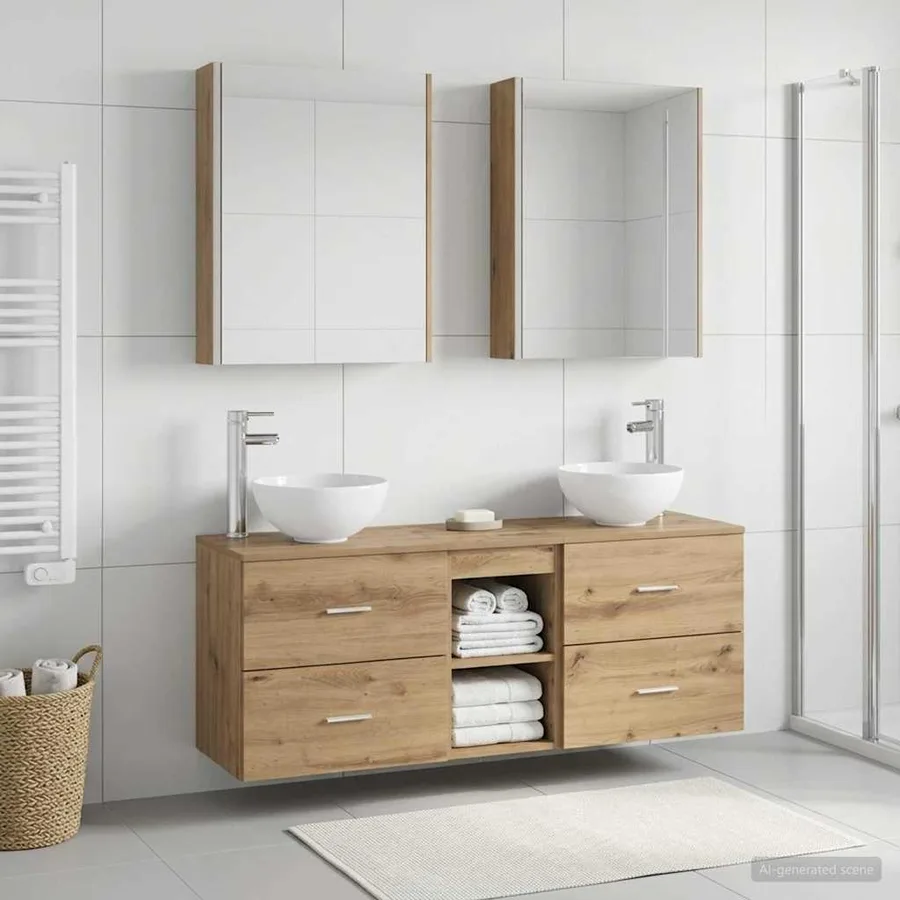 Ensemble d'armoire de salle de bain 5 pc Chêne artisanal - 4