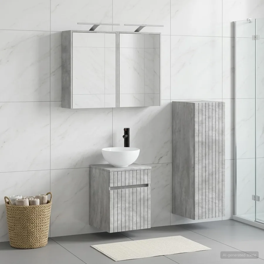 Ensemble de mobilier de salle de bain 4 pcs Gris béton
