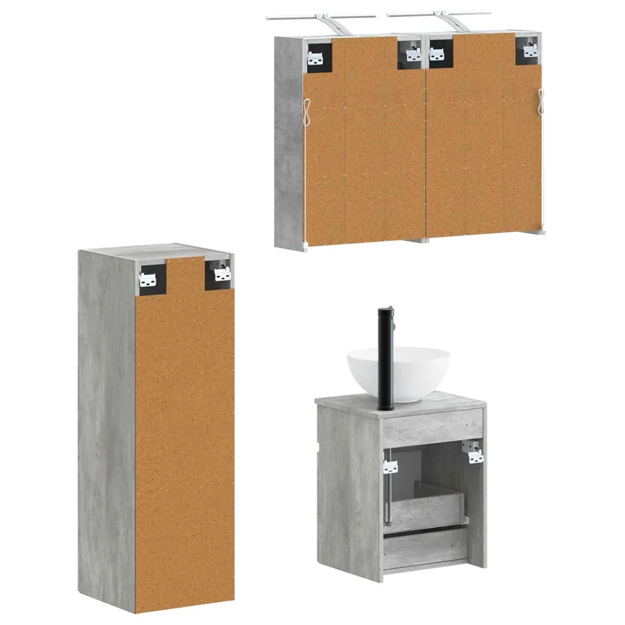 Ensemble de mobilier de salle de bain 4 pcs Gris béton - 5