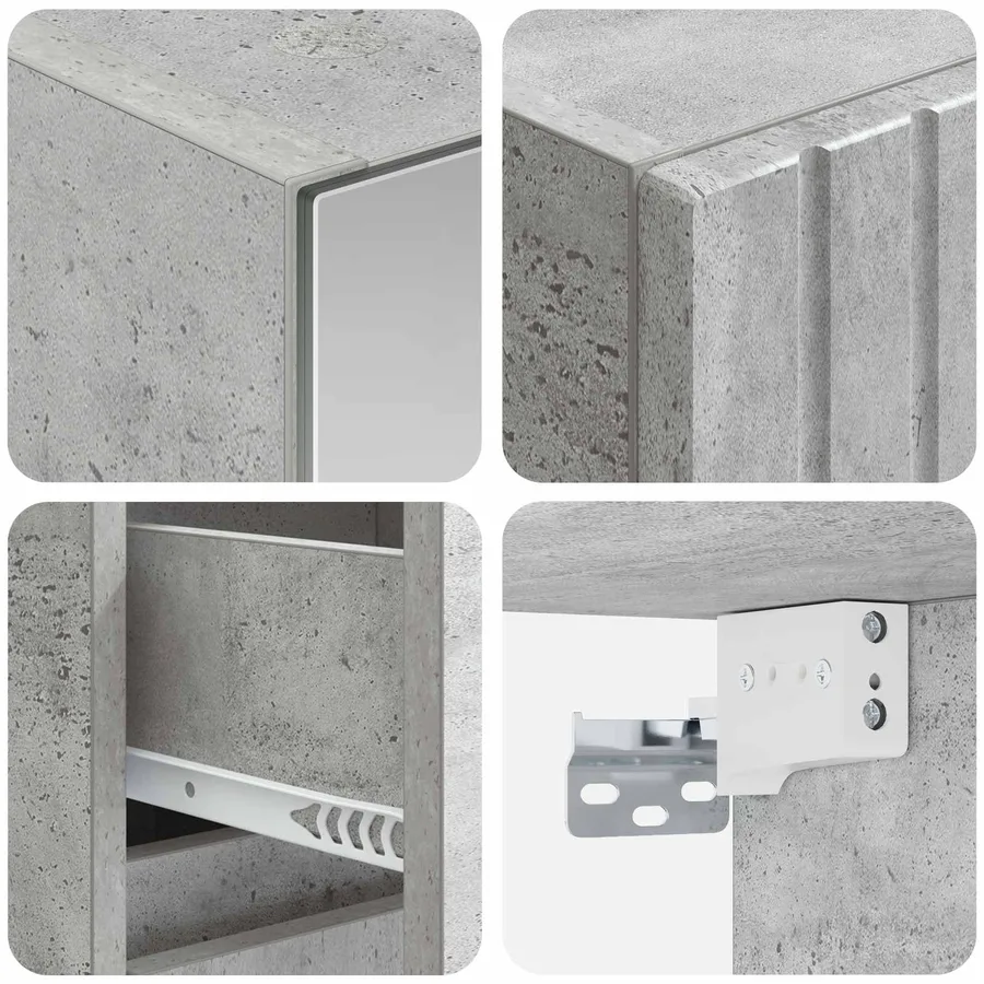 Ensemble de mobilier de salle de bain 4 pcs Gris béton - 6