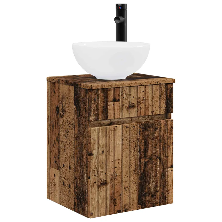 Meuble de lavabo mural Bois ancien 39 x 35 x 63 cm - 2