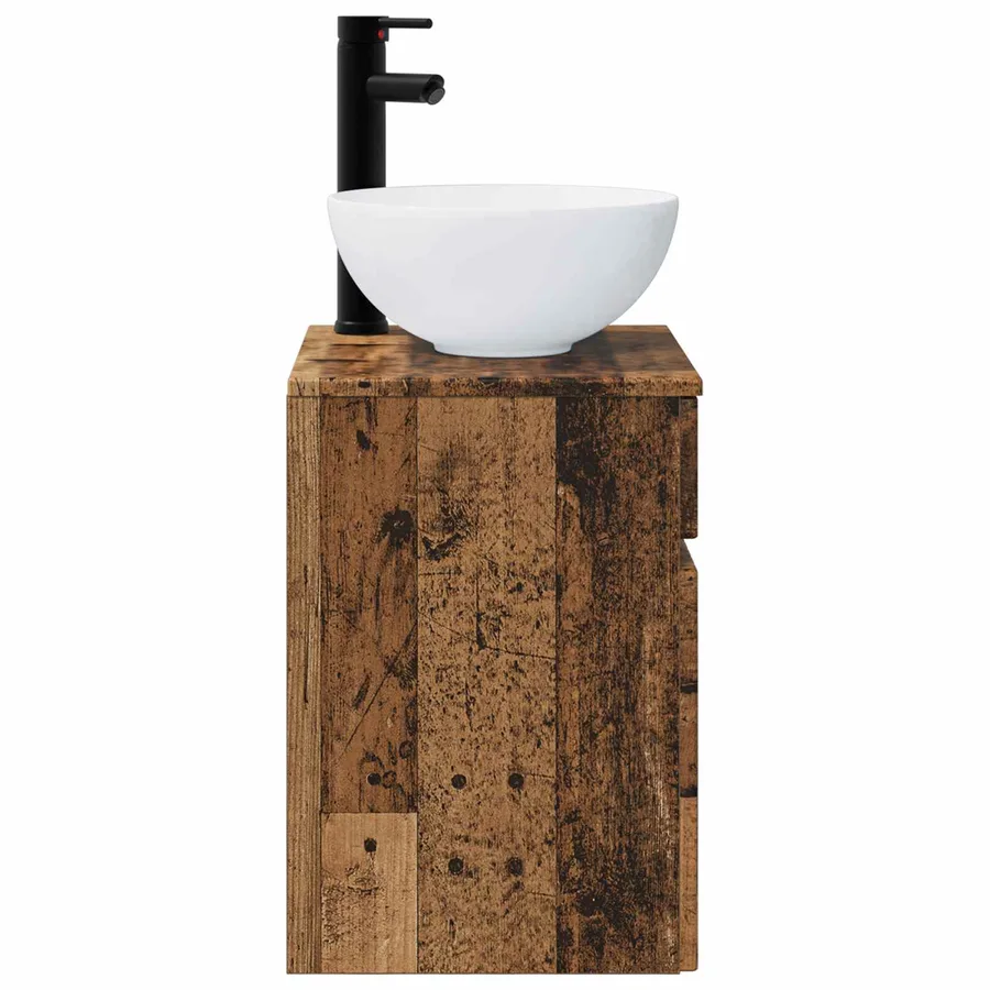 Meuble de lavabo mural Bois ancien 39 x 35 x 63 cm - 3