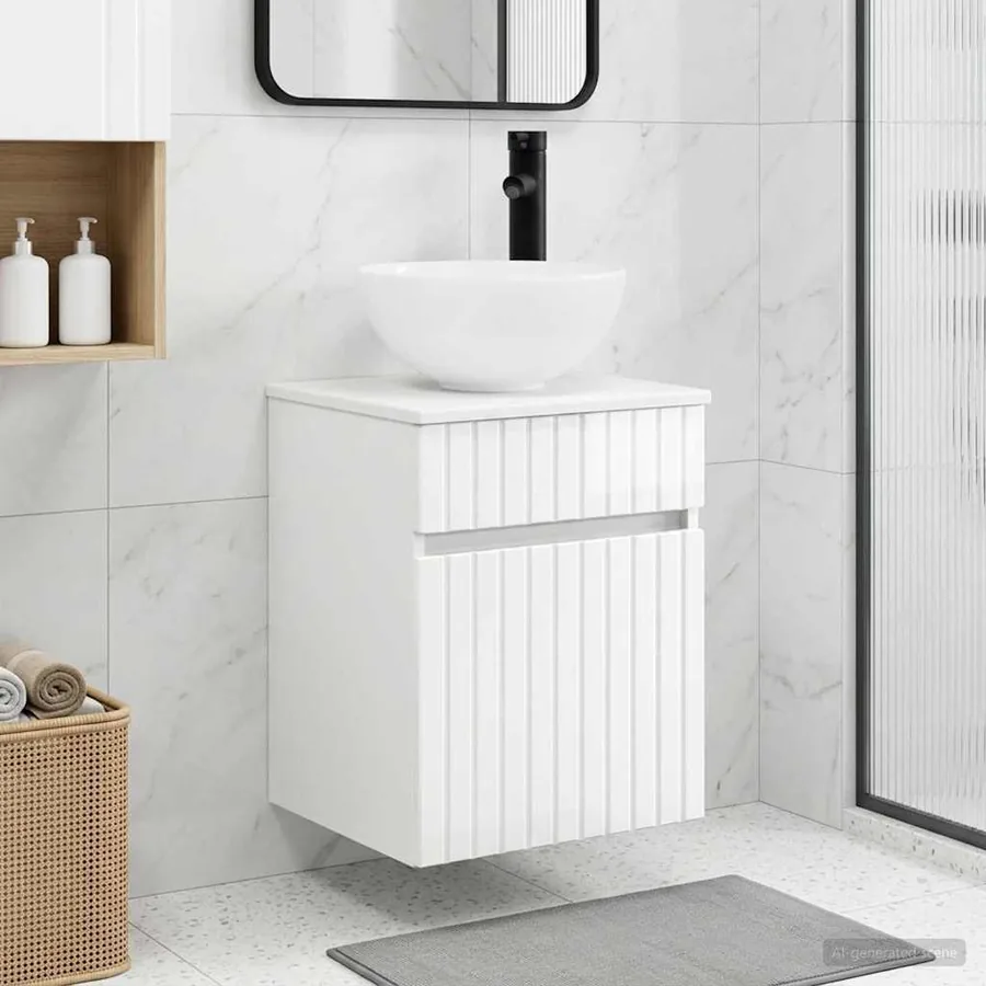 Meuble de lavabo mural Blanc brillant 39 x 35 x 63 cm