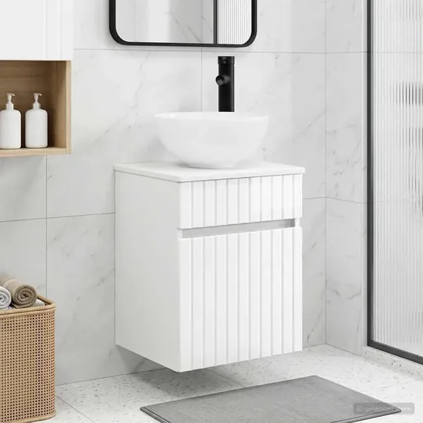 Meuble de lavabo mural Blanc brillant 39 x 35 x 63 cm