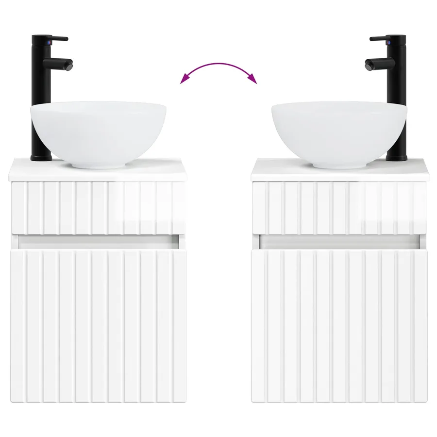 Meuble de lavabo mural Blanc brillant 39 x 35 x 63 cm - 7