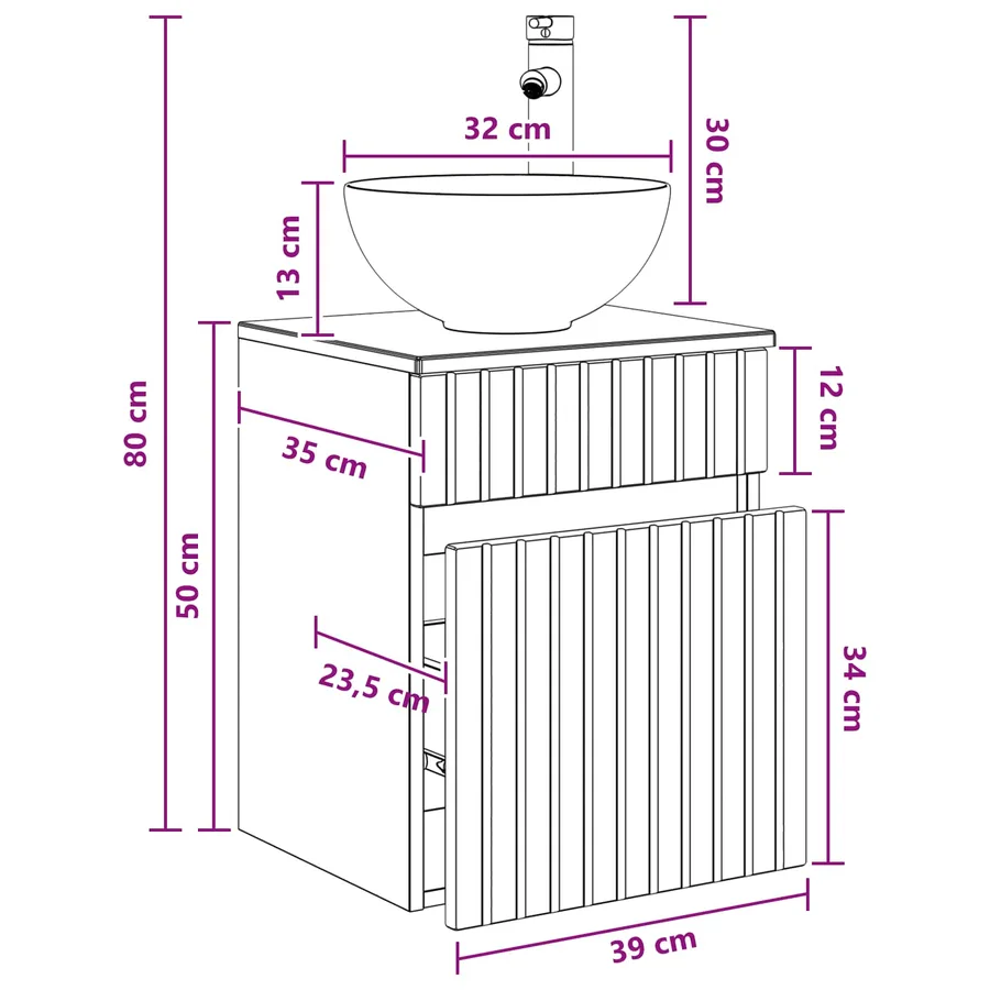 Meuble de lavabo mural Blanc brillant 39 x 35 x 63 cm - 9