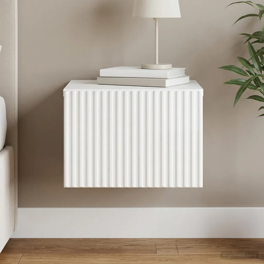Cabinet de chevet mural Blanc brillant 33 x 34,5 x 20 cm