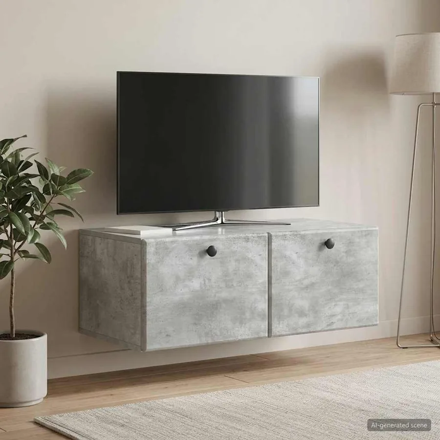 Meuble TV mural 78,5 x 41 x 30 cm Gris béton Bois d'ingénierie