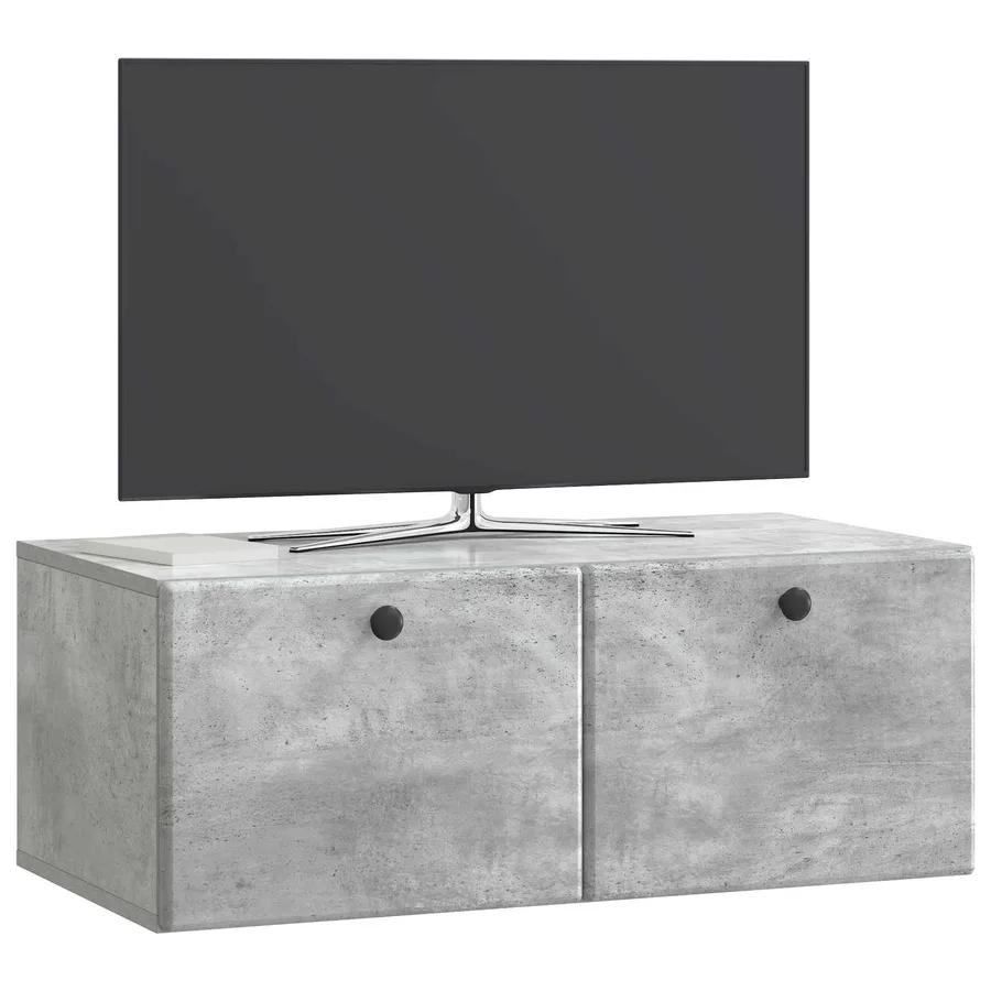 Meuble TV mural 78,5 x 41 x 30 cm Gris béton Bois d'ingénierie - 3