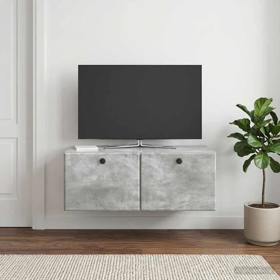 Meuble TV mural 78,5 x 41 x 30 cm Gris béton Bois d'ingénierie - 4