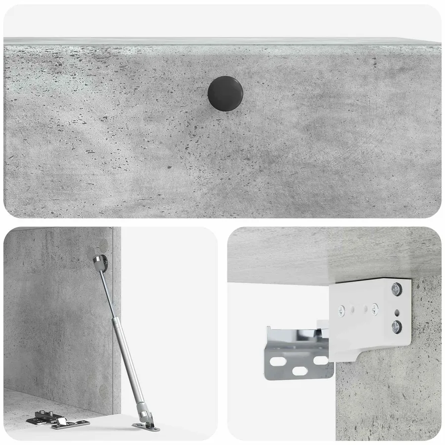 Meuble TV mural 78,5 x 41 x 30 cm Gris béton Bois d'ingénierie - 9