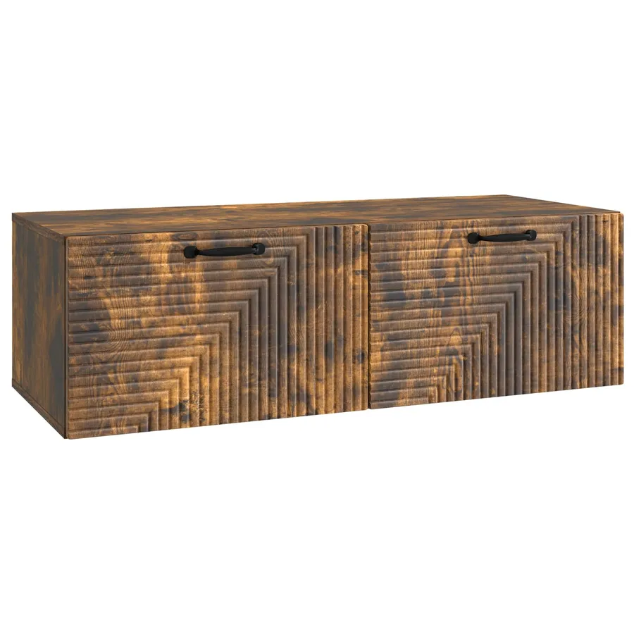Meuble TV mural Chêne fumé 98 x 41 x 30 cm Bois d'ingénierie - 2