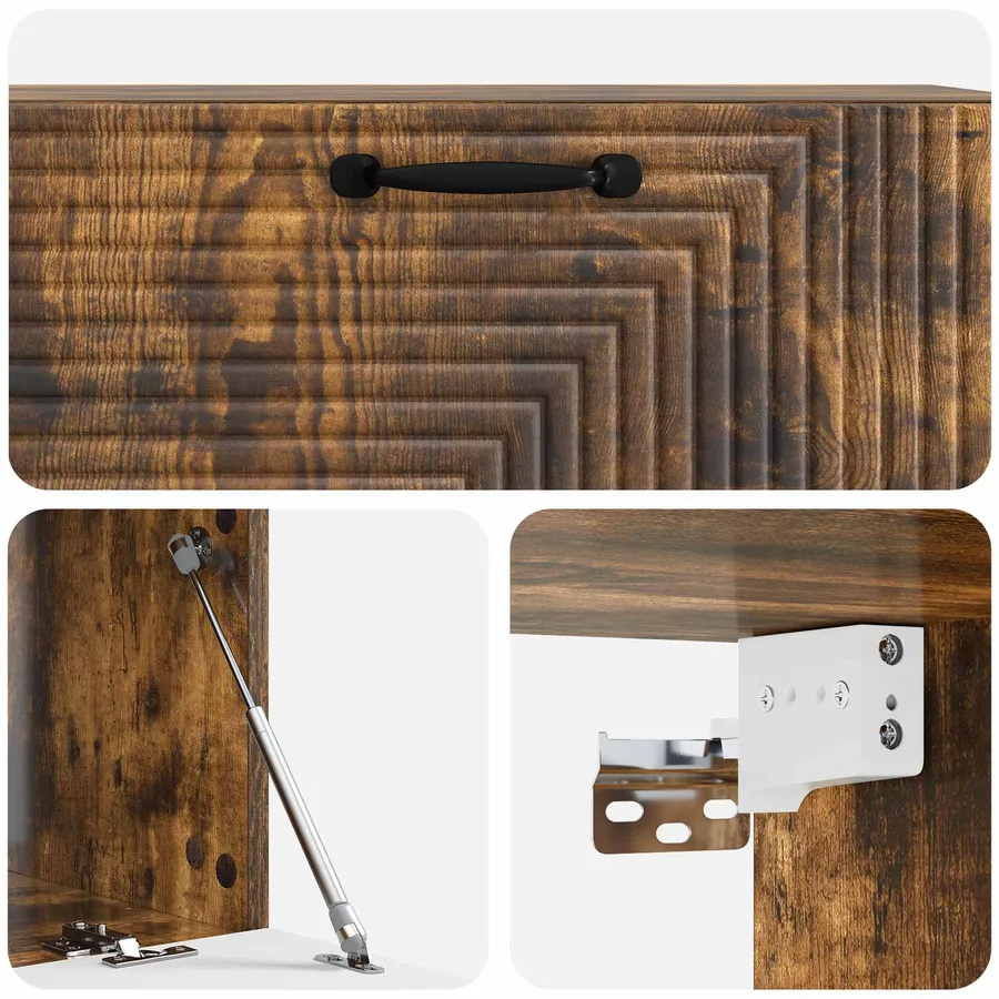 Meuble TV mural Chêne fumé 98 x 41 x 30 cm Bois d'ingénierie - 9