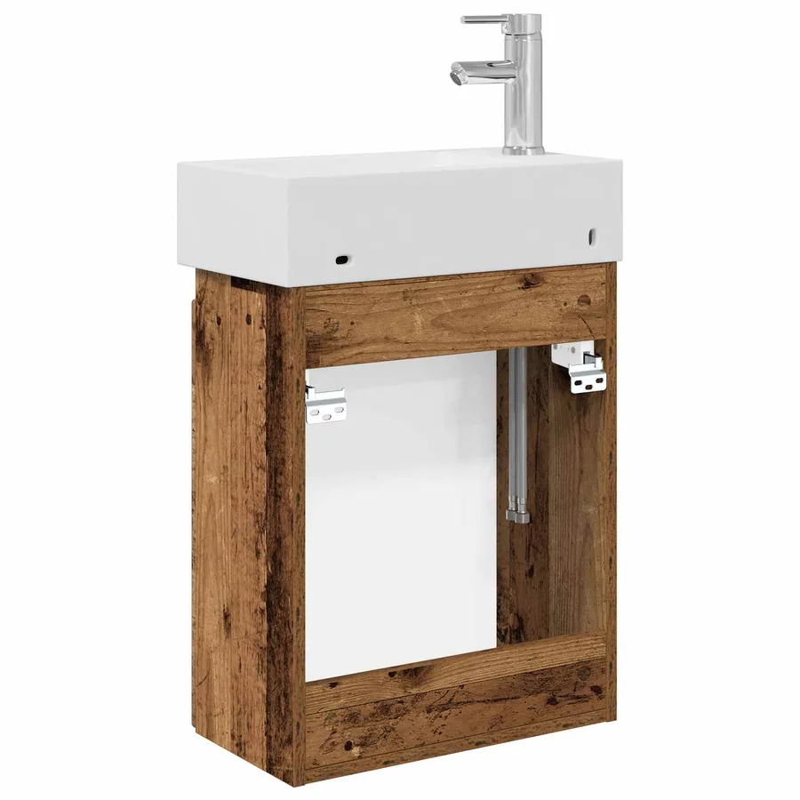 Meuble de salle de bain avec robinet Bois ancien - 7