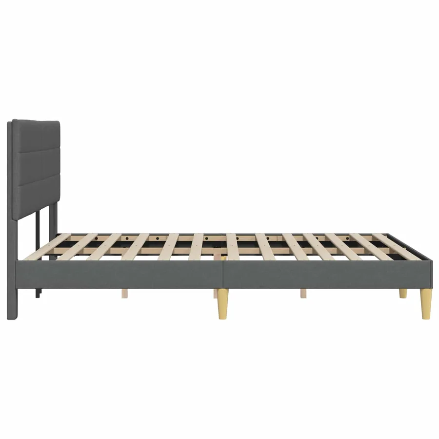 Cadre de lit avec tête de lit Gris foncé 160 x 200 cm Tissu - 5