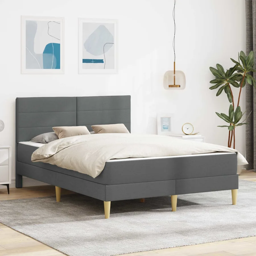 Cadre de lit Gris foncé 140 x 200 cm Polyester