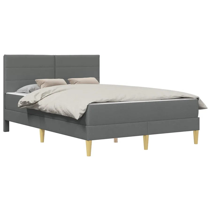 Cadre de lit Gris foncé 140 x 200 cm Polyester - 2
