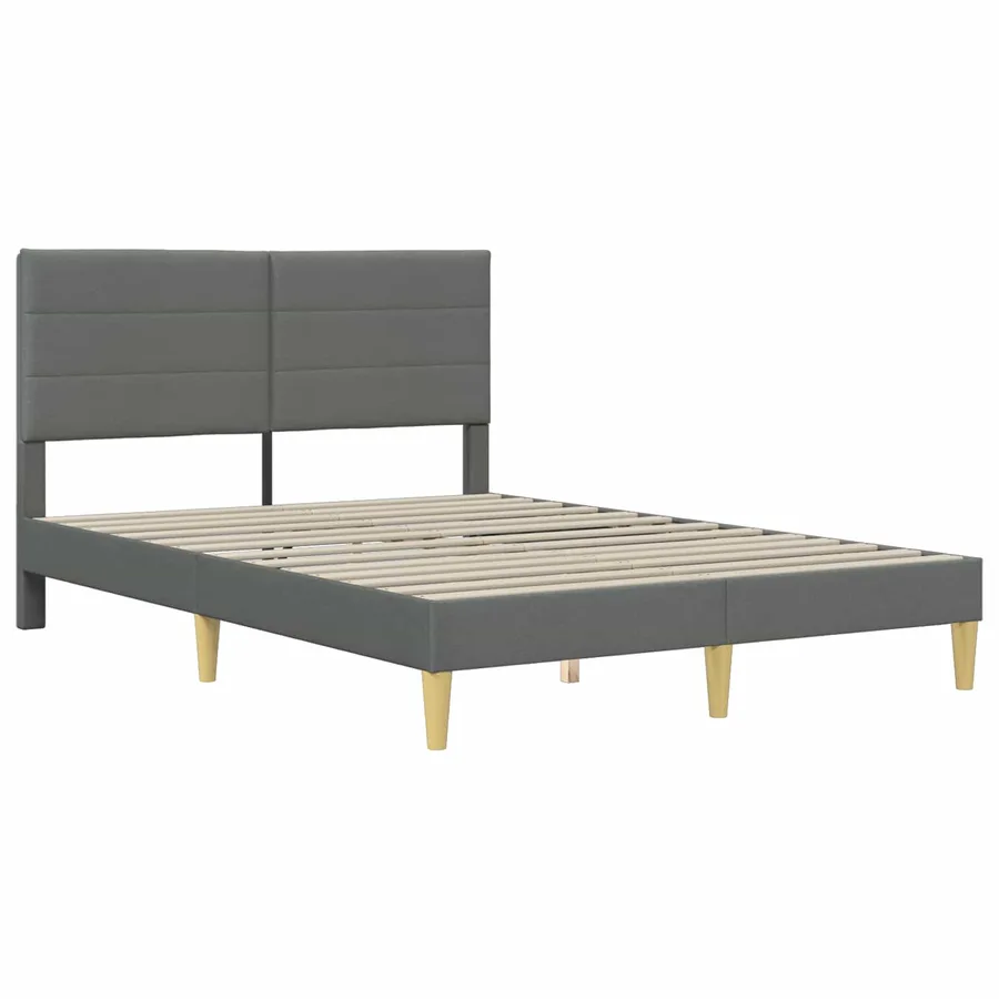 Cadre de lit Gris foncé 140 x 200 cm Polyester - 4